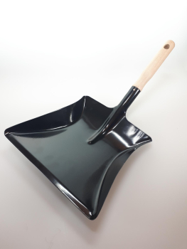 Kehrschaufel Metall schwarz mit Holzgriff